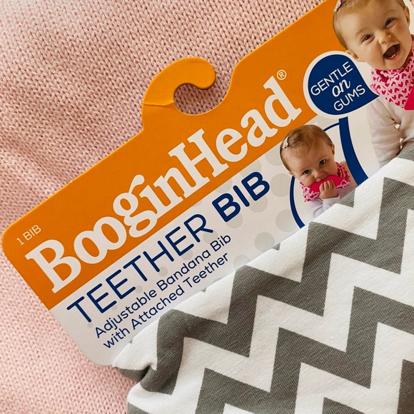 BooginHead Unisex Grey/White Chevron Teether Bib - Picture 5 of 13